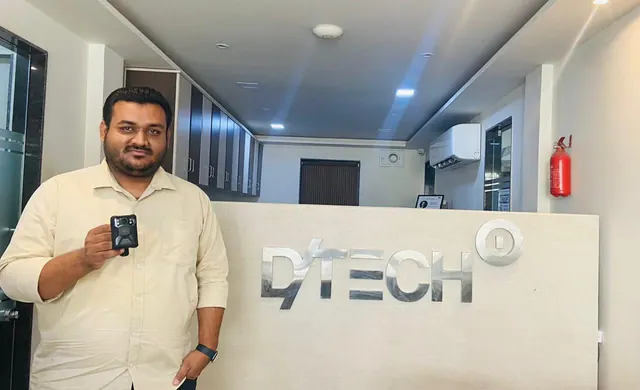 Demonstrating a body-worn camera at the D-TECH office